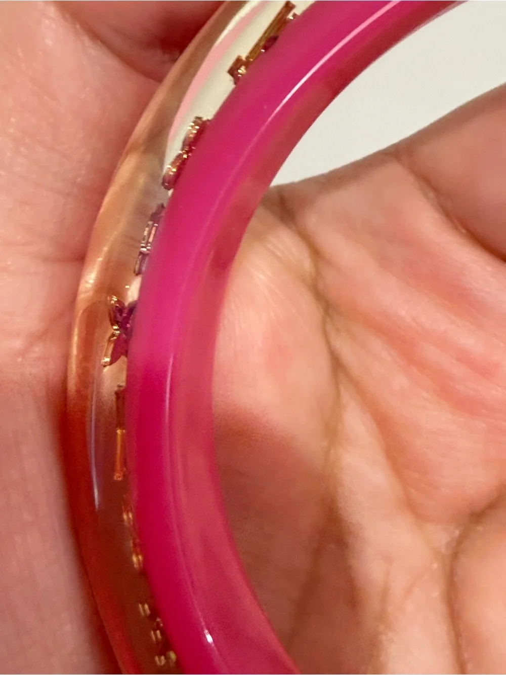 Louis Vuitton Hot Pink Monogram Bangle with Gold Monogram